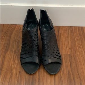 Black cutout heeled sandals